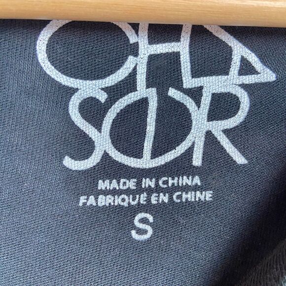 Chaser Celebrate Graphic Print T-Shirt Size S Black Drop Shoulder Long Sleeve - Picture 6 of 8